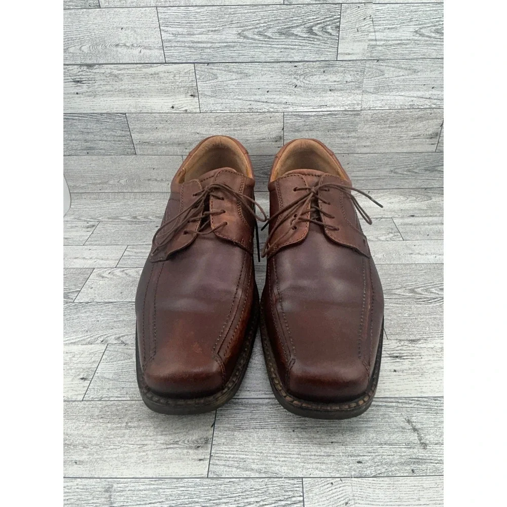 ECCO Mens Leather Dress Shoes Lace Up Brown Square Toe Size EU‎ 47 US 13.5
